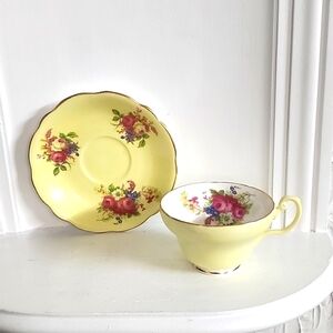 Yellow EB Foley China Tea Cup and Saucer Teacup Set very rare